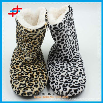 Leopard Design OEM Women Winter Warm Customized Terry Home Soft Boots